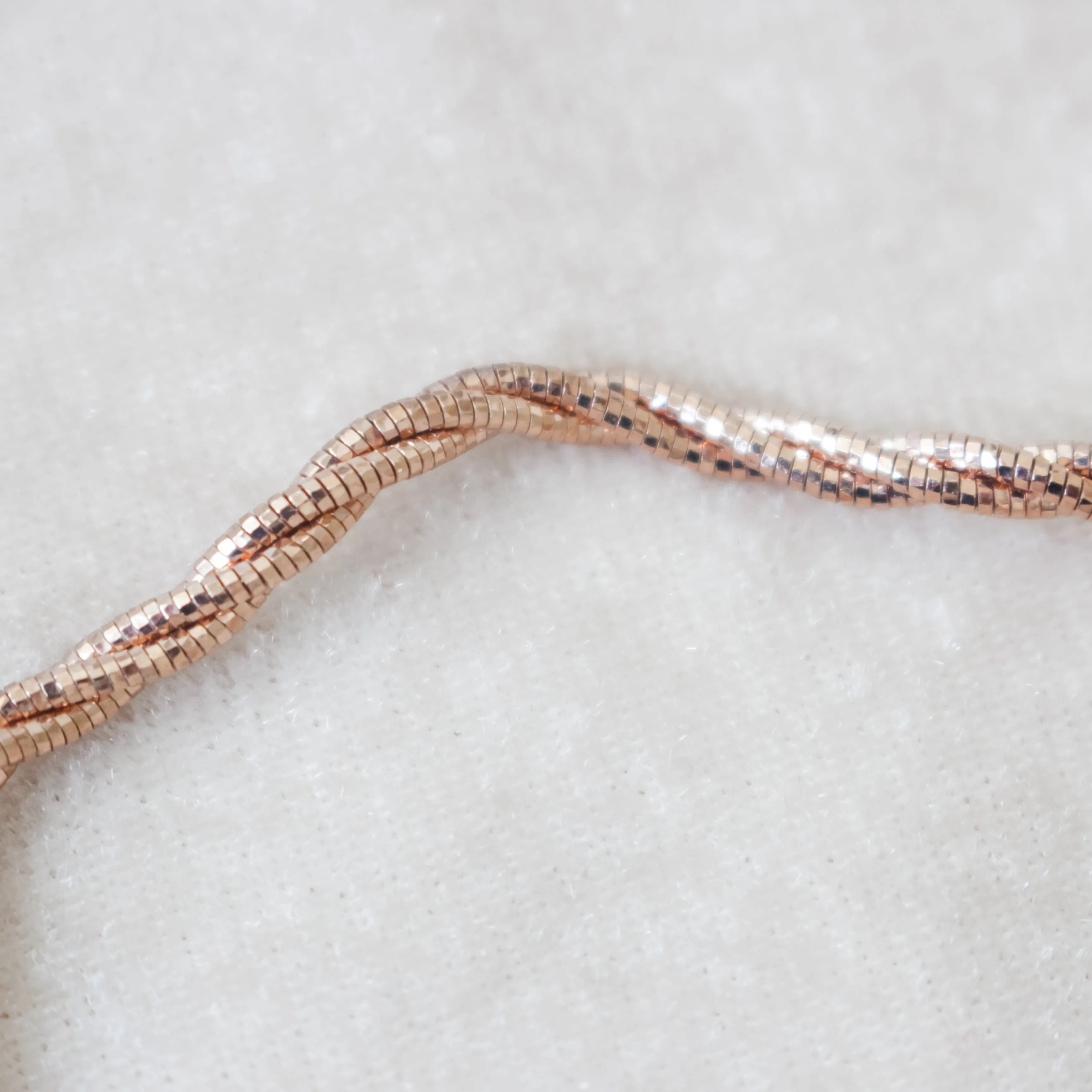 925 Rose Gold Plated Italian Silver Wavy Soft Bangle with Silver Origami Heart