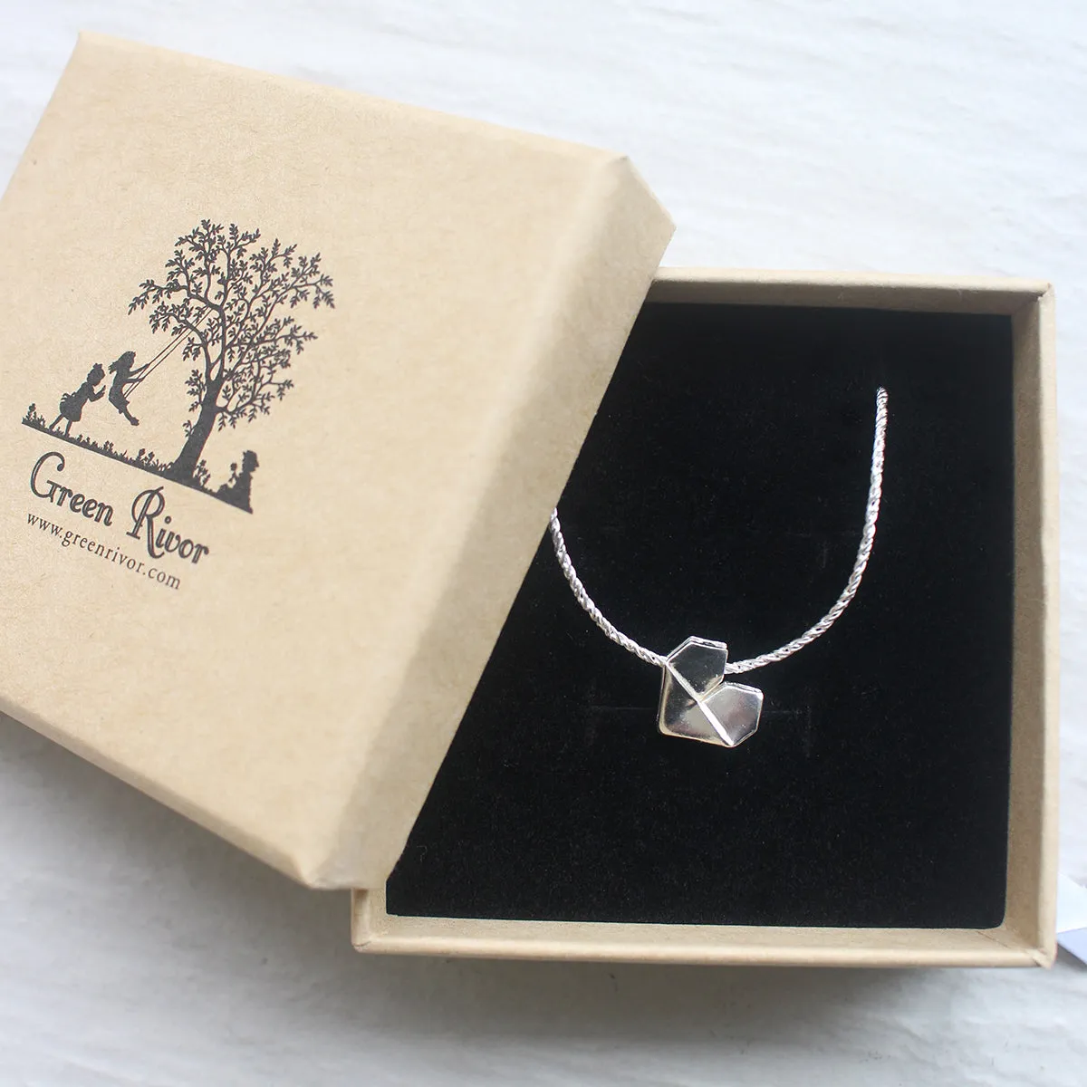 925 Silver Origami Heart Hand Strap (Personalised)