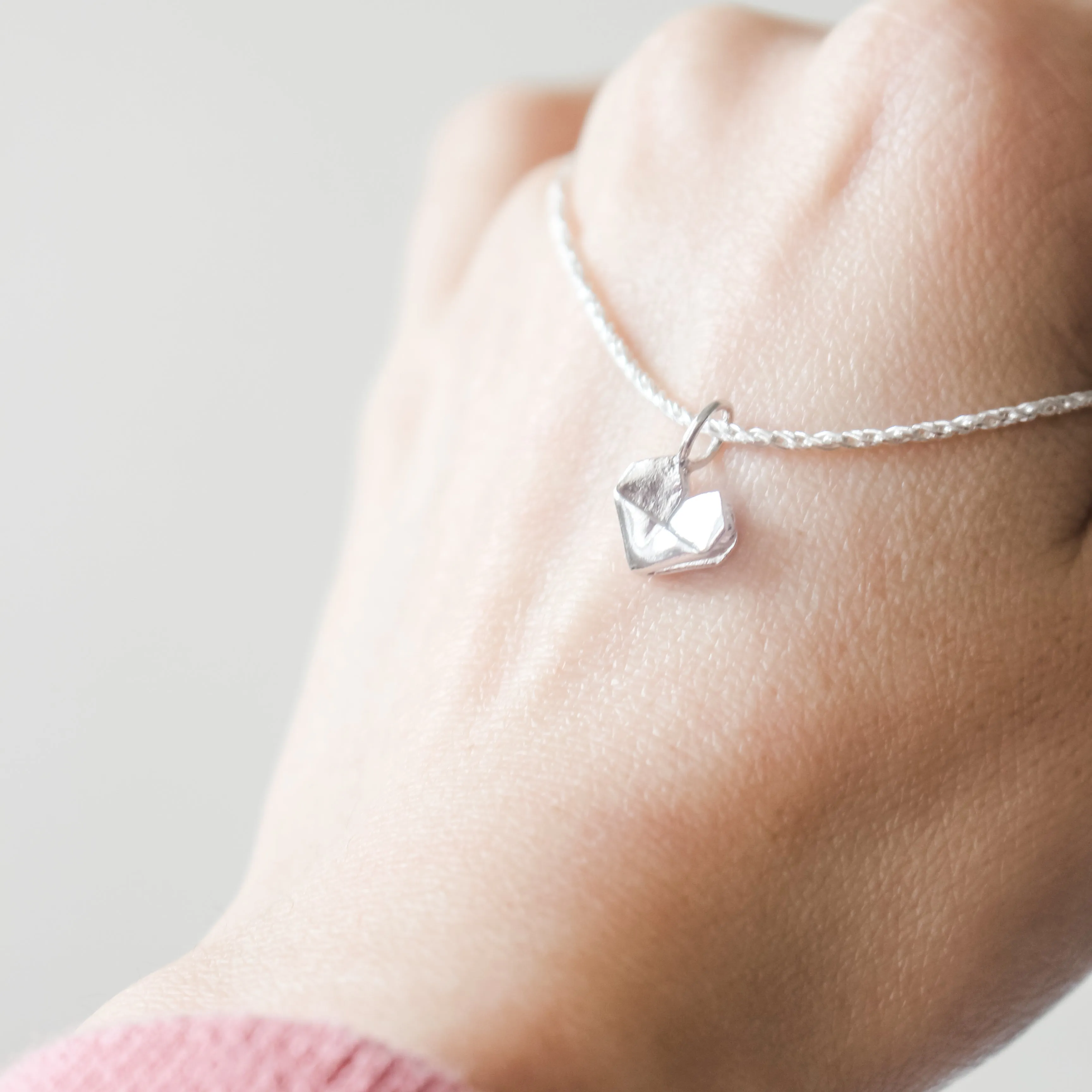 925 Silver Origami Heart Thin Bracelet
