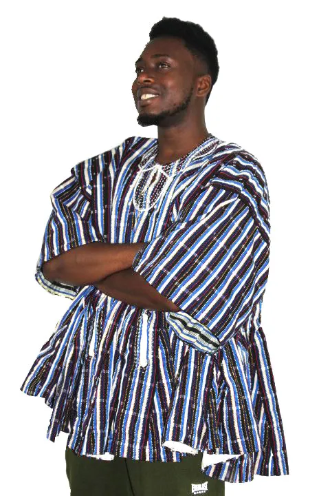 African Batakari / Fugu - Blue, Black & White