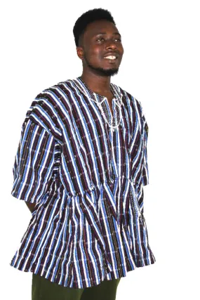 African Batakari / Fugu - Blue, Black & White