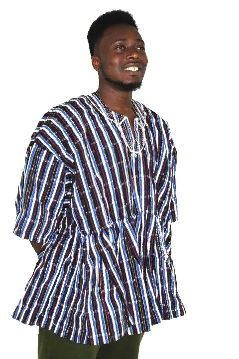 African Batakari / Fugu - Blue, Black & White