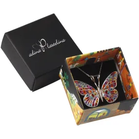 Butterfly Necklace 925 Silver Handmade Polymer Clay Jewelry