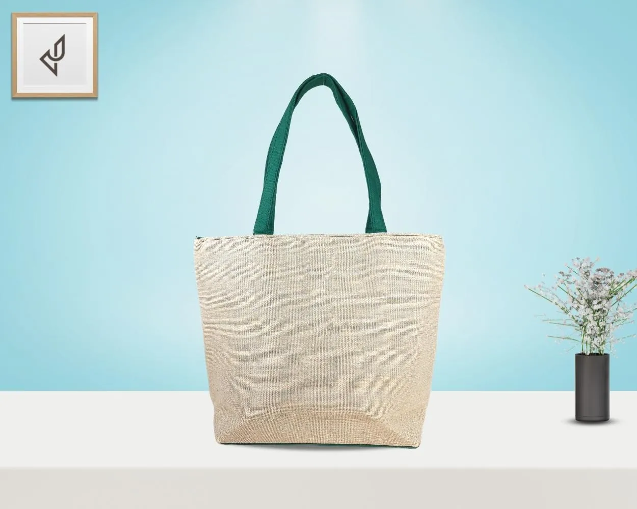 Designer Jute Handbag - A Lovely Spacious Handbag with Magnificent and Winsome Handcrafted Butterfly (16 x 12 inches)