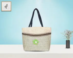 Designer Jute Handbag - A Multi-Purpose Jute Handbag Beautifully Designed with a Delightful Flower (16 x 12 inches)