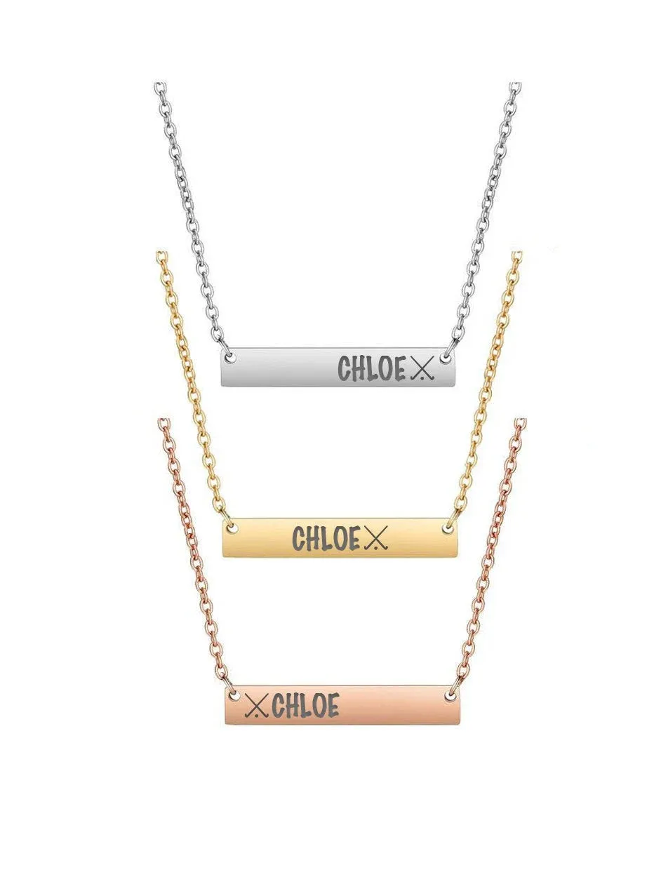 Engraved Bar Pendant - Field Hockey