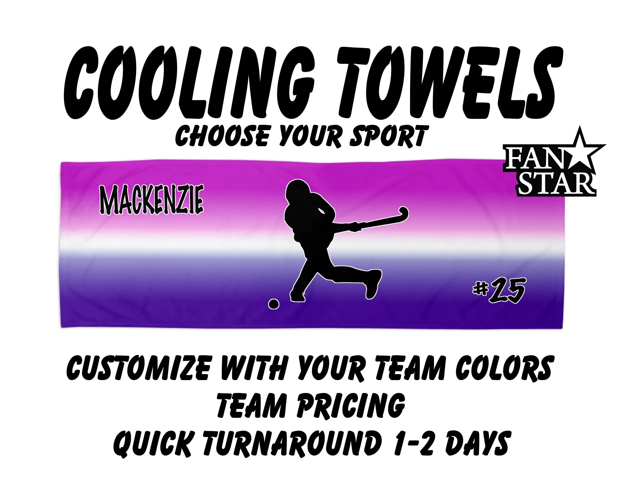 Field Hockey Cooling Towel with Ombre Background