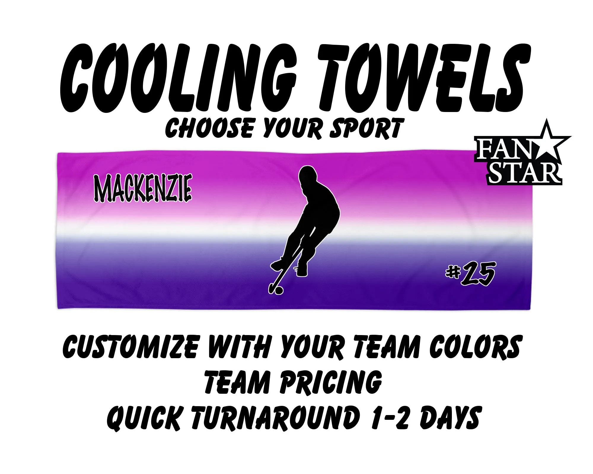 Field Hockey Cooling Towel with Ombre Background
