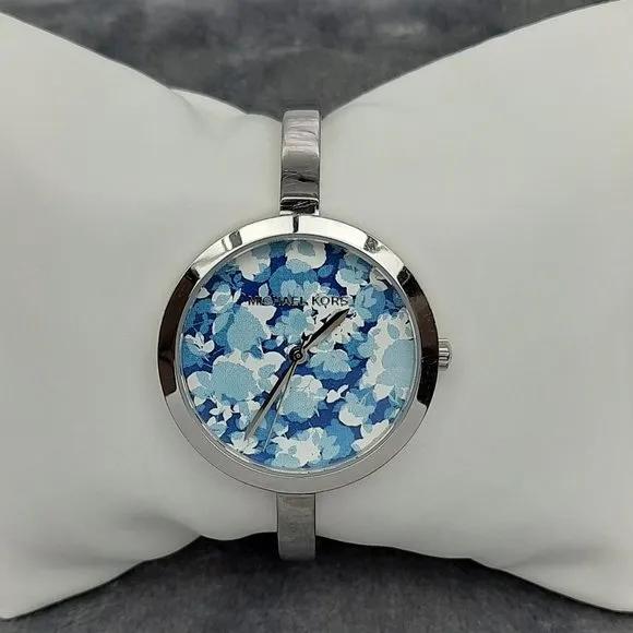 Michael Kors Blakley Silver-tone/Blue Watch (REFURBISHED)