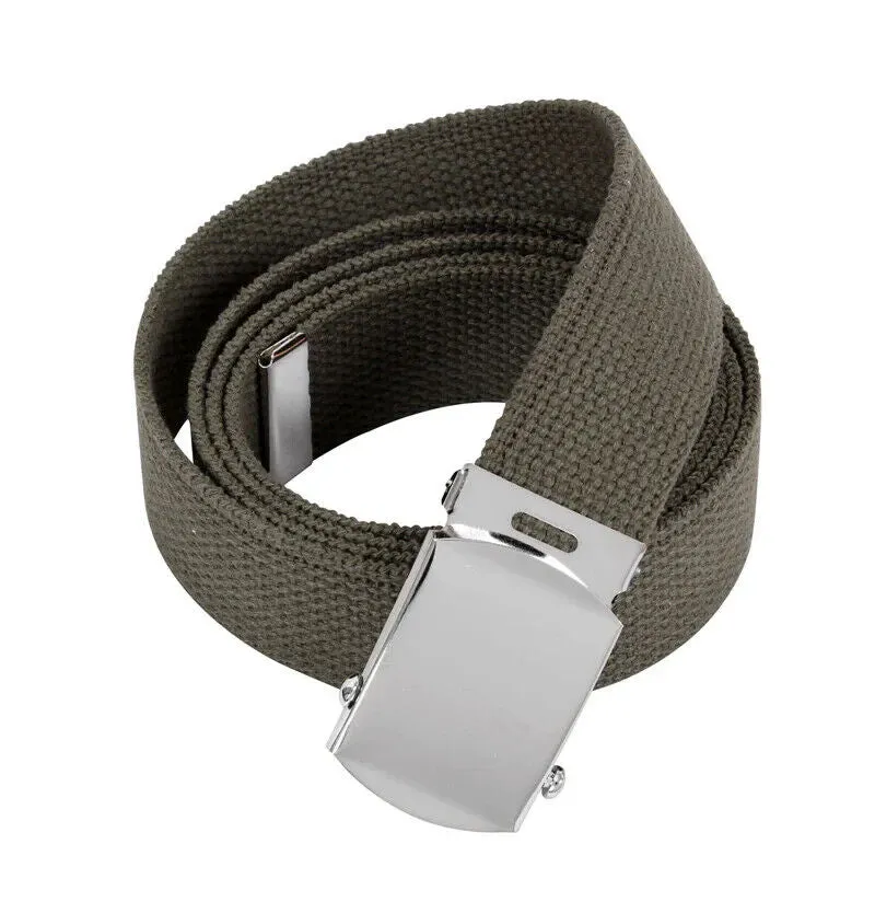 MILITARY GRADE HEAVY WEB BELT WITH SILVER NICKLE PLATED BUCKLE 54" U.S.A MADE