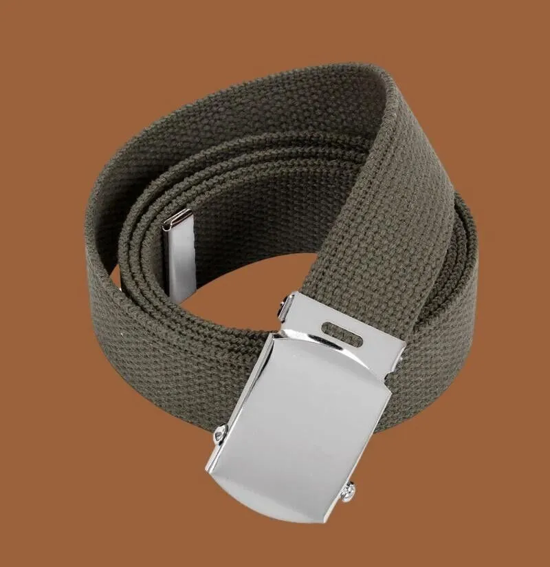 MILITARY GRADE HEAVY WEB BELT WITH SILVER NICKLE PLATED BUCKLE 54" U.S.A MADE