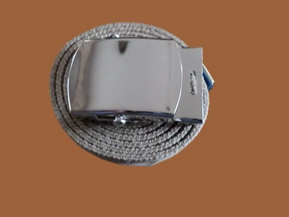 MILITARY GRADE HEAVY WEB BELT WITH SILVER NICKLE PLATED BUCKLE 54" U.S.A MADE