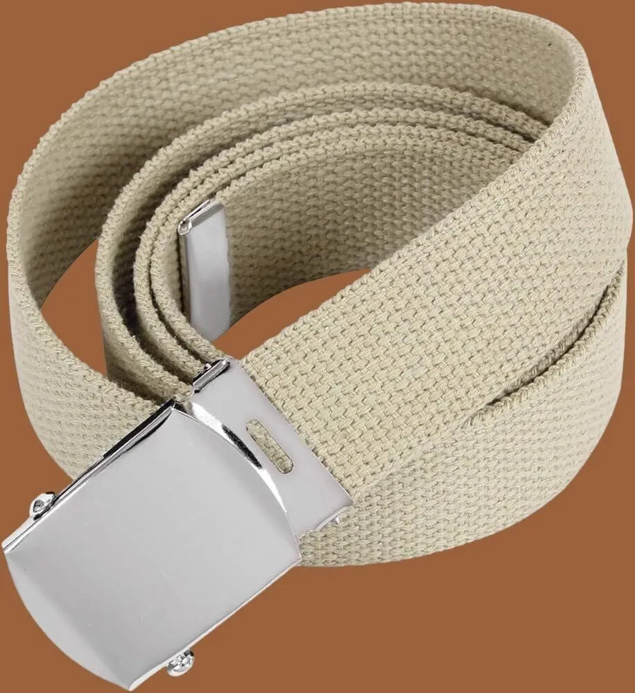MILITARY GRADE HEAVY WEB BELT WITH SILVER NICKLE PLATED BUCKLE 54" U.S.A MADE