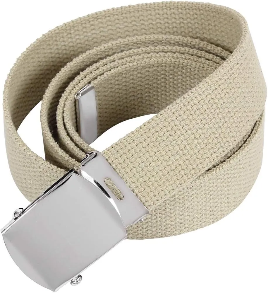 MILITARY GRADE HEAVY WEB BELT WITH SILVER NICKLE PLATED BUCKLE 54" U.S.A MADE