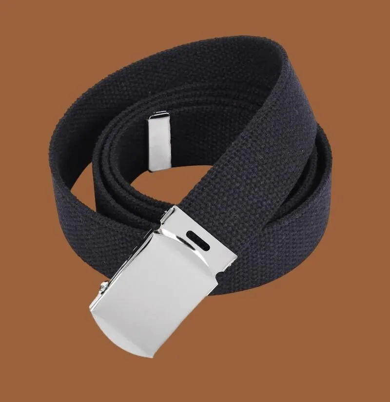 MILITARY GRADE HEAVY WEB BELT WITH SILVER NICKLE PLATED BUCKLE 54" U.S.A MADE