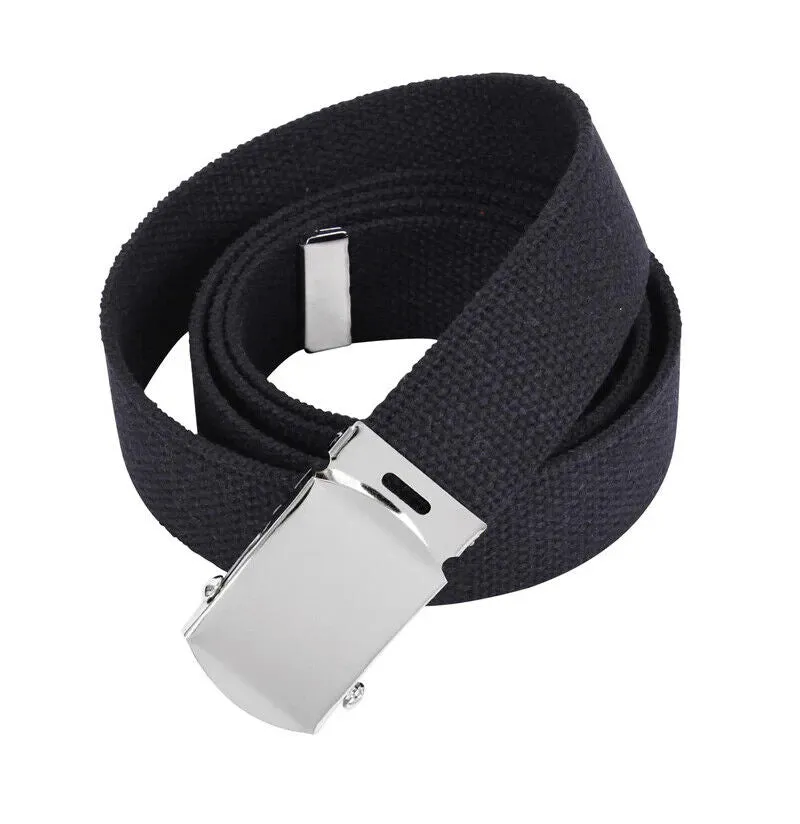 MILITARY GRADE HEAVY WEB BELT WITH SILVER NICKLE PLATED BUCKLE 54" U.S.A MADE