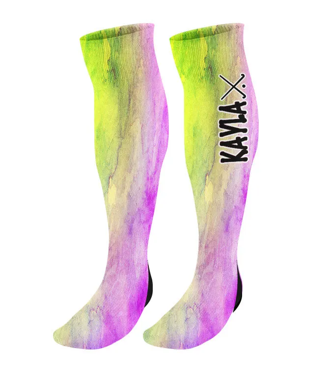 Personalized Field Hockey Knee High Socks - Watercolor Background