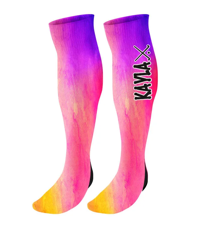 Personalized Field Hockey Knee High Socks - Watercolor Background