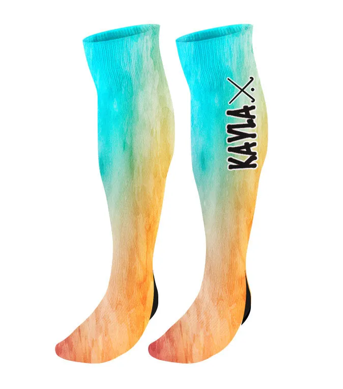 Personalized Field Hockey Knee High Socks - Watercolor Background