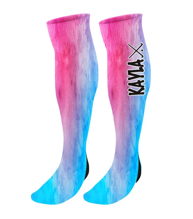 Personalized Field Hockey Knee High Socks - Watercolor Background