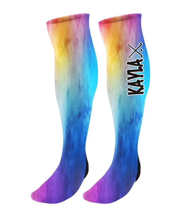 Personalized Field Hockey Knee High Socks - Watercolor Background