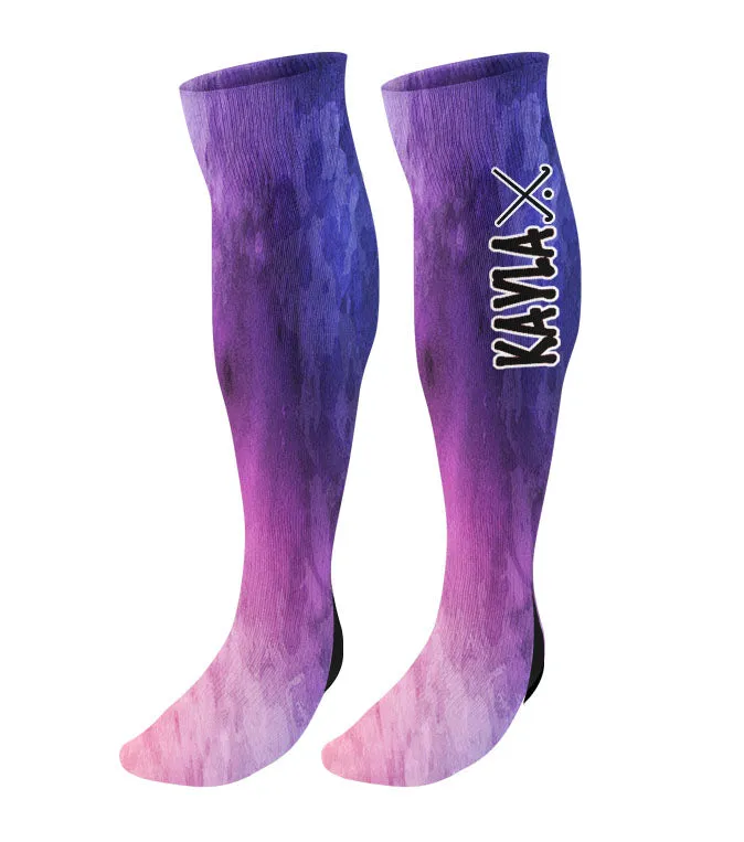 Personalized Field Hockey Knee High Socks - Watercolor Background