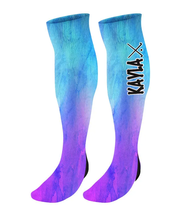Personalized Field Hockey Knee High Socks - Watercolor Background